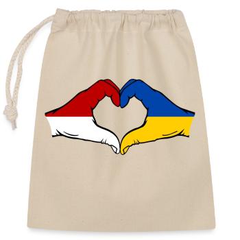 Drapeau Monaco Ukraine main coeur - Sac cadeau en coton avec cordon (25 x 30 cm) - nature - Devant