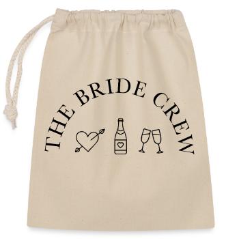 The Bride Crew- Heart, Sparkling Wine, Glass - Closable cotton gift bag (25x30cm) - nature - Front
