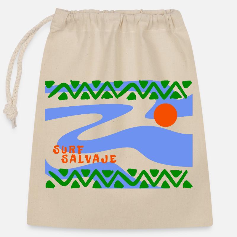 Surf Salvaje Psychedelic Waves - Closable cotton gift bag (25x30cm) - nature