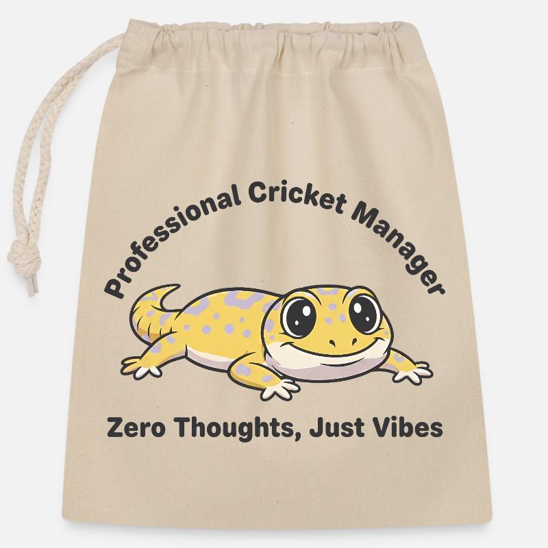 Zero Thoughts Just Vibes Gecko - Verschließbarer Geschenkbeutel aus Baumwolle (25x30cm) - Natur