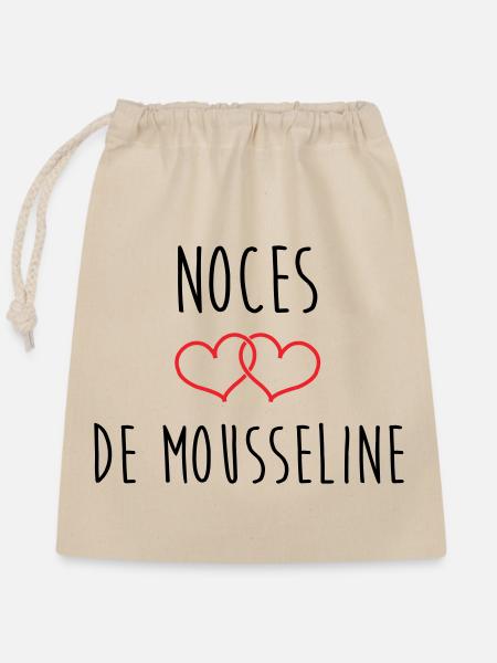 Noces de mousseline 36 ans de mariage - Sac cadeau en coton avec cordon (25 x 30 cm) - nature
