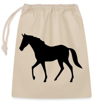 Horse Silhouettes Black Gift Rider - Closable cotton gift bag (25x30cm) - nature - Front
