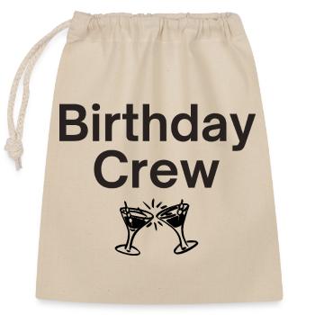 Birthday Crew - Verschließbarer Geschenkbeutel aus Baumwolle (25x30cm) - Natur - Vorne