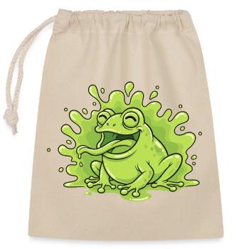 Grenouille joyeuse dans un éclaboussure de slime - Sac cadeau en coton avec cordon (25 x 30 cm) - nature - Devant