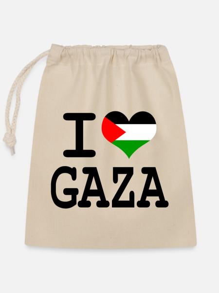 i love Gaza - Verschließbarer Geschenkbeutel aus Baumwolle (25x30cm) - Natur