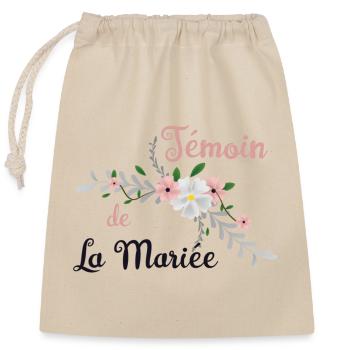 Witness of The Floral Bride - Closable cotton gift bag (25x30cm) - nature - Front