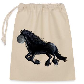 Black Friesian - Friesian Horse - Closable cotton gift bag (25x30cm) - nature - Front