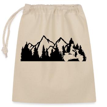 excursion scooter driver mountains nature wilderness trees w - Closable cotton gift bag (25x30cm) - nature - Front