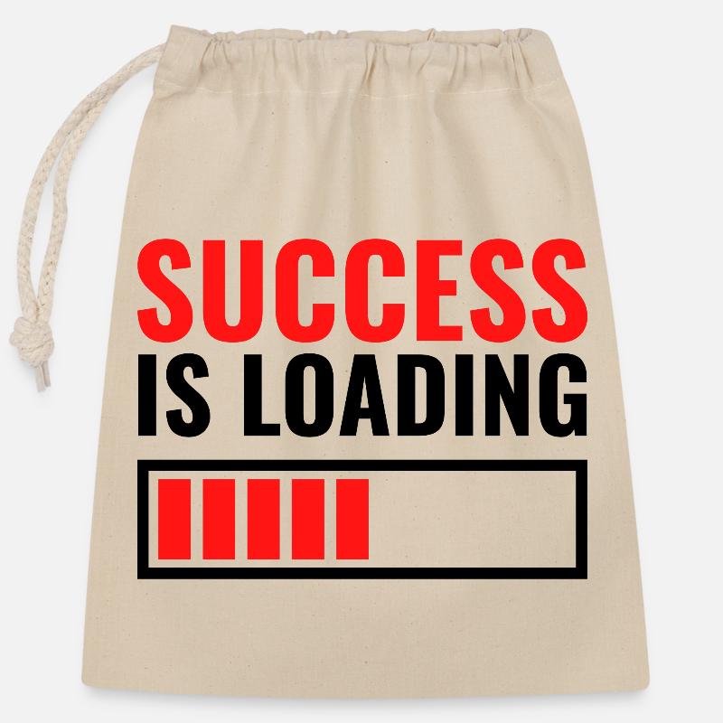 Success is loading personalisiertes Geschenk - Verschließbarer Geschenkbeutel aus Baumwolle (25x30cm) - Natur