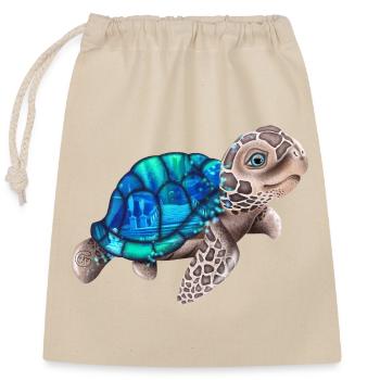 Tortue mignonne Atlantis - Sac cadeau en coton avec cordon (25 x 30 cm) - nature - Devant