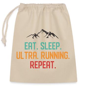Essen. Schlafen. Ultra laufend. Wiederholen. - Verschließbarer Geschenkbeutel aus Baumwolle (25x30cm) - Natur - Vorne