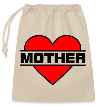 Herz Liebe Mutter - Verschließbarer Geschenkbeutel aus Baumwolle (25x30cm) - Natur - Vorne