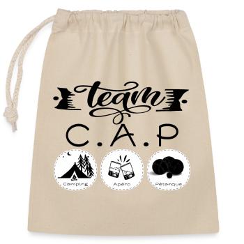 Team CAP camping aperitif petanque - Closable cotton gift bag (25x30cm) - nature - Front