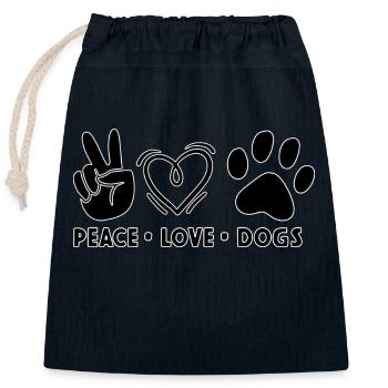 Peace Love Dogs - Verschließbarer Geschenkbeutel aus Baumwolle (25x30cm) - Navy - Vorne