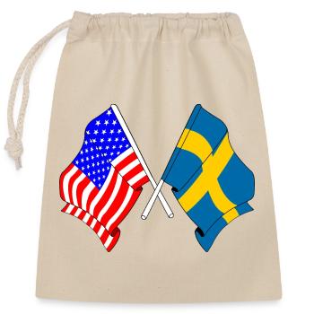 Flag USA and flag Sweden - Closable cotton gift bag (25x30cm) - nature - Front