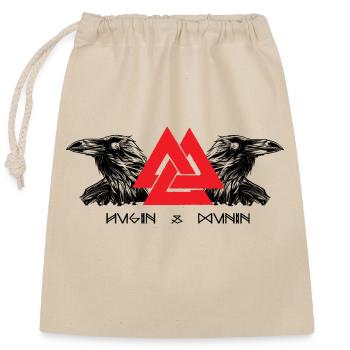 Hugin & Munin Vikings Odins Raben Kelten Design - Verschließbarer Geschenkbeutel aus Baumwolle (25x30cm) - Natur - Vorne