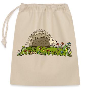 Igel - Verschließbarer Geschenkbeutel aus Baumwolle (25x30cm) - Natur - Vorne