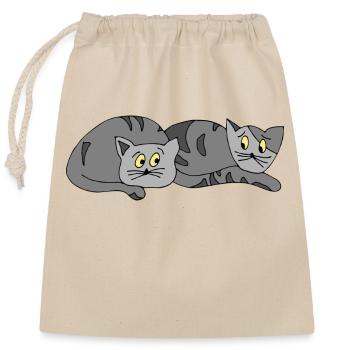 Katzen - Verschließbarer Geschenkbeutel aus Baumwolle (25x30cm) - Natur - Vorne