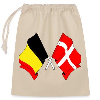 Flag of Belgium and flag of Denmark - Closable cotton gift bag (25x30cm) - nature - Front