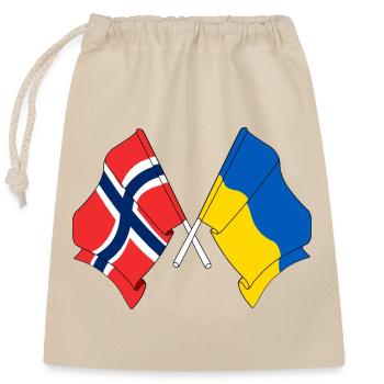 Flag Norway, flag Ukraine - Closable cotton gift bag (25x30cm) - nature - Front