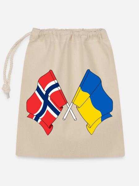 Flagge Norwegen, Flagge Ukraine - Verschließbarer Geschenkbeutel aus Baumwolle (25x30cm) - Natur