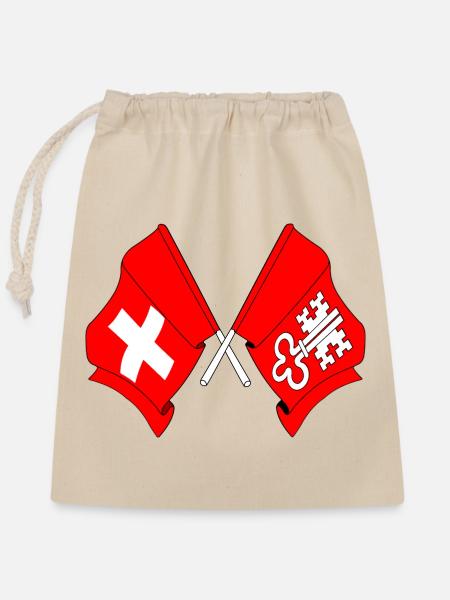 Flagge Schweiz und Flagge Nidwalden - Verschließbarer Geschenkbeutel aus Baumwolle (25x30cm) - Natur