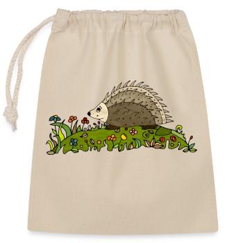 Igel - Verschließbarer Geschenkbeutel aus Baumwolle (25x30cm) - Natur - Vorne