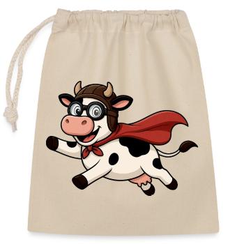 Superkuh mit Cape - Verschließbarer Geschenkbeutel aus Baumwolle (25x30cm) - Natur - Vorne