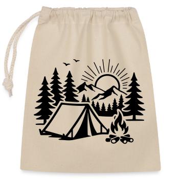 Camp nature sous tente - Sac cadeau en coton avec cordon (25 x 30 cm) - nature - Devant