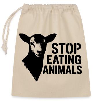 Alpaca Stop Eating Animals - Verschließbarer Geschenkbeutel aus Baumwolle (25x30cm) - Natur - Vorne