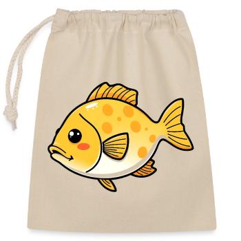 Fish - Closable cotton gift bag (25x30cm) - nature - Front