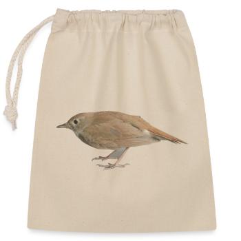 Rossignol oiseau - Sac cadeau en coton avec cordon (25 x 30 cm) - nature - Devant