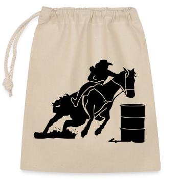 Equestrian Western Riding - Barrel Race - Closable cotton gift bag (25x30cm) - nature - Front