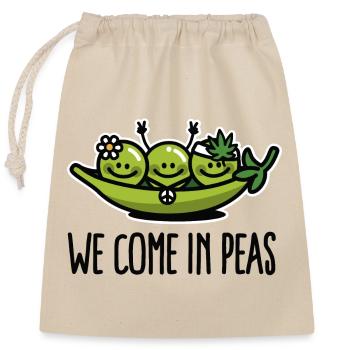 We come in peas / peace - Closable cotton gift bag (25x30cm) - nature - Front