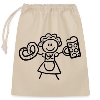 Volksfest Madl mit Bier und Breze - Verschließbarer Geschenkbeutel aus Baumwolle (25x30cm) - Natur - Vorne