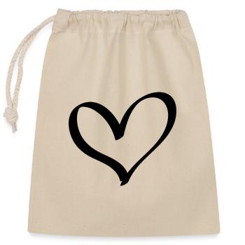 Cœur à contour noir - Idée de design - Sac cadeau en coton avec cordon (25 x 30 cm) - nature - Devant