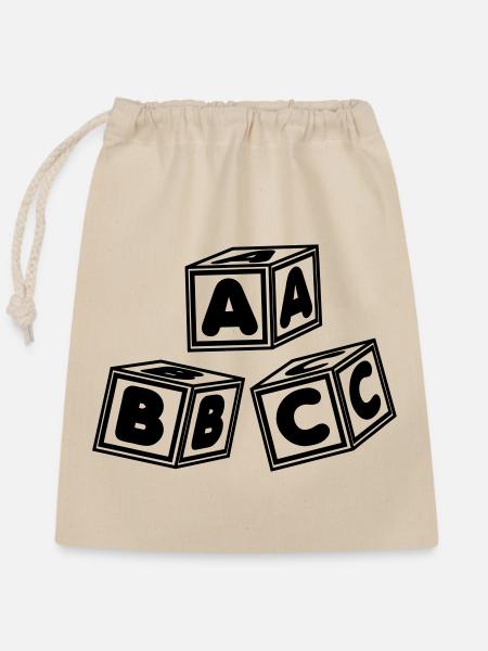 ABC-Blöcke - Verschließbarer Geschenkbeutel aus Baumwolle (25x30cm) - Natur