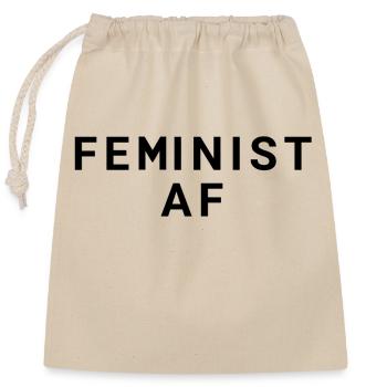 Feminist as fuck - Closable cotton gift bag (25x30cm) - nature - Front