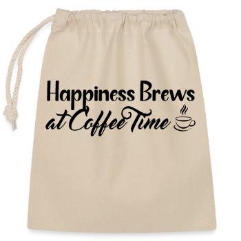 Happiness and Coffee Time Design - Sac cadeau en coton avec cordon (25 x 30 cm) - nature - Devant