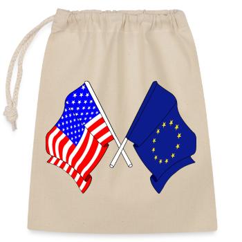 Drapeau des États-Unis et drapeau de l’Union européenne - Sac cadeau en coton avec cordon (25 x 30 cm) - nature - Devant