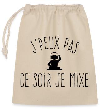 J'peux pas ce soir je Mixe - Humour DJ - Sac cadeau en coton avec cordon (25 x 30 cm) - nature - Devant