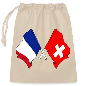 Flagge Frankreichs und Flagge der Schweiz - Verschließbarer Geschenkbeutel aus Baumwolle (25x30cm) - Natur - Vorne