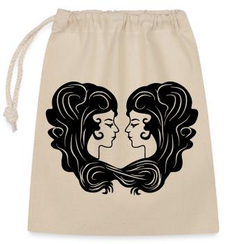 Sign Zodiac sign image Gemini - Closable cotton gift bag (25x30cm) - nature - Front