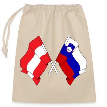 Drapeau de l’Autriche et drapeau de la Slovénie - Sac cadeau en coton avec cordon (25 x 30 cm) - nature - Devant