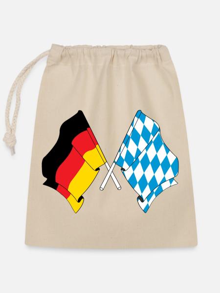 Flagge Deutschland, Bayern - Verschließbarer Geschenkbeutel aus Baumwolle (25x30cm) - Natur