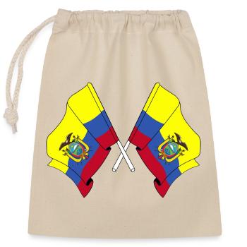 Flags crossed Ecuador - Closable cotton gift bag (25x30cm) - nature - Front
