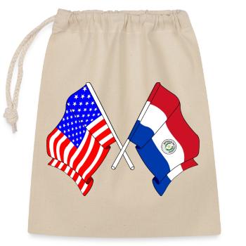 Flagge USA, Flagge Paraguay - Verschließbarer Geschenkbeutel aus Baumwolle (25x30cm) - Natur - Vorne