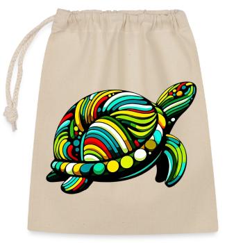 Turtle - Closable cotton gift bag (25x30cm) - nature - Front