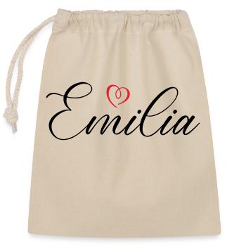 Emilia Nom Coeur - Sac cadeau en coton avec cordon (25 x 30 cm) - nature - Devant