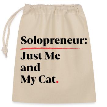 Solopreneur: Nur ich und meine Katze [Schwarz] - Verschließbarer Geschenkbeutel aus Baumwolle (25x30cm) - Natur - Vorne